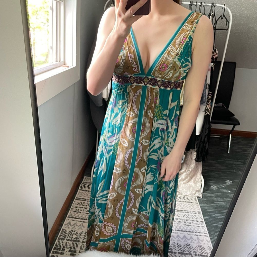 Nicole Miller Studio Silk Chiffon Maxi Dress 0 - Picture 2 of 9